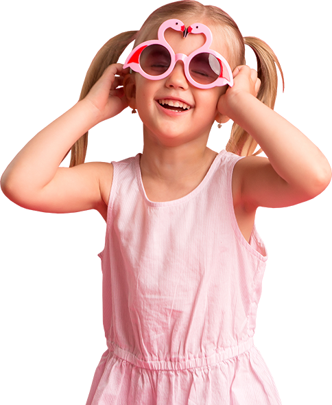 Girl in Flamingo Glasses